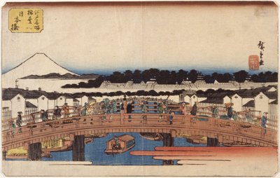 Nihonbashi (renkli tahta baskı) by Ando or Utagawa Hiroshige