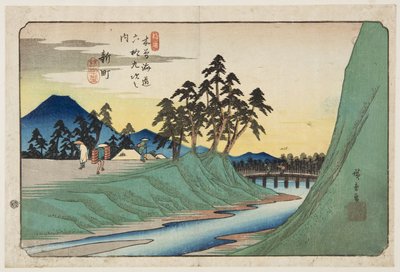 12, Shinmachi (renkli tahta baskı) by Ando or Utagawa Hiroshige