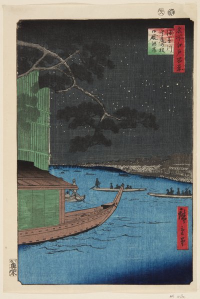 Pineo f Sutsu temas planı d Asakusa Nehri (Matsu atı ve Asakusa nehri savunmasının açlıktan ölümü) by Ando or Utagawa Hiroshige