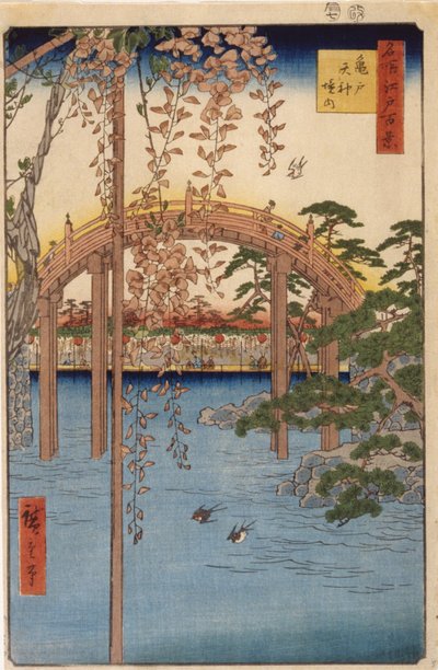 Kameido'daki Tenjin Mabedi Bölgesi (renkli tahta baskı) by Ando or Utagawa Hiroshige