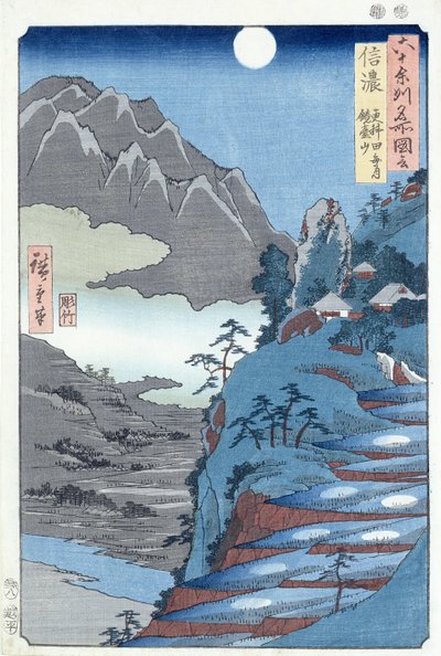 Yansıyan Ay, Sarashima (tahta baskı) by Ando or Utagawa Hiroshige