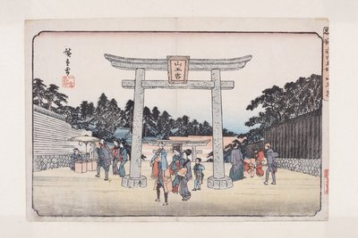 Sann? Nagata Binicilik Alanındaki Tapınak (Nagatababa Sann?g?) (renkli tahta baskı) by Ando or Utagawa Hiroshige