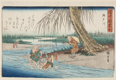 Seto Nehri (Setogawa) (renkli tahta baskı) by Ando or Utagawa Hiroshige