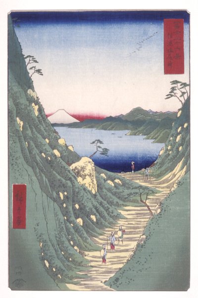 Shinano Eyaletindeki Shiojiri Geçidi (Shinano Shiojirit?ge) (renkli tahta baskı) by Ando or Utagawa Hiroshige