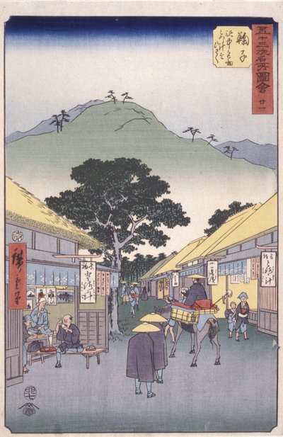 İstasyon 21, Maruko (renkli tahta baskı) by Ando or Utagawa Hiroshige