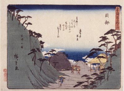 İstasyon 22, Okabe (renkli tahta baskı) by Ando or Utagawa Hiroshige
