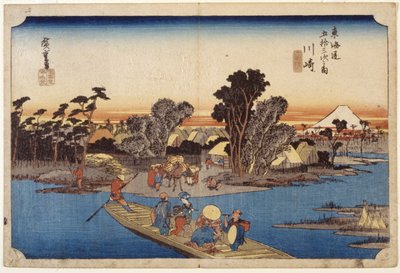 İstasyon 3, Kawasaki (tahta baskı, kurşun kalem) by Ando or Utagawa Hiroshige