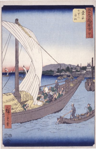 İstasyon 43, Kuwana (renkli tahta baskı) by Ando or Utagawa Hiroshige