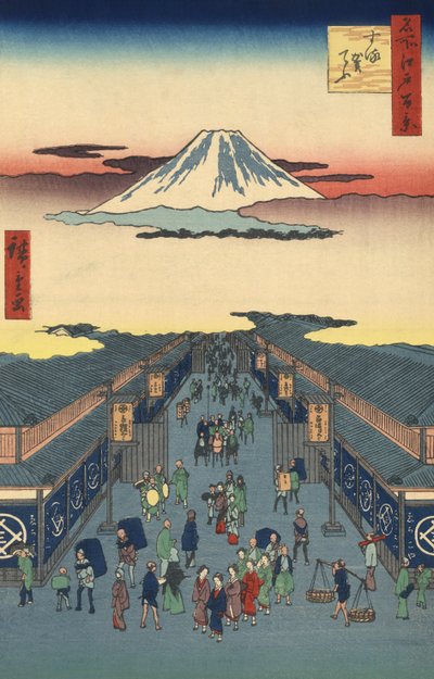 Suruga-St Reet üyesi ve ben Hiroshige Relief tarafından by Ando or Utagawa Hiroshige