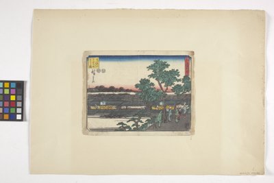 Matsuchiyama'dan Saruwakacho'nun Görünümü (renkli gravür) by Ando or Utagawa Hiroshige
