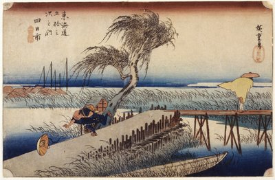 Yokkaichi (İstasyon #44) (renkli tahta baskı) by Ando or Utagawa Hiroshige