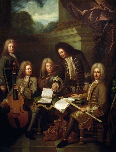 Marin Marais'i yöneten besteci Michel de la Barre ve Chamber of King flütçüleri by Andre Bouys