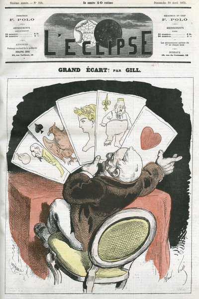 Büyük yayılma! , Başkan Adolphe Thiers (1797-1877) hükümeti hakkında karikatür. Gill