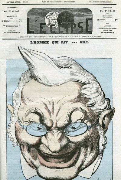 "Gülen adam" karikatürü, Adolphe Thiers (1797-1877), Fransız politikacı. 13 Eylül