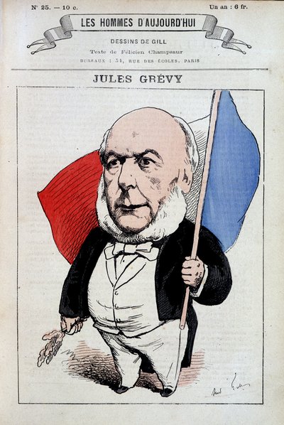 Fransız bayrağıyla Jules Grevy - Gill tarafından, “Les hommes d
