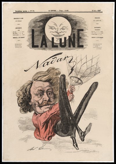 Nadar. bar. 1867 (renkli litografi) by Andre Gill
