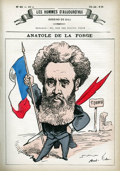 Anatole de la Forge (1821-1892), Fransız politikacı ve askeri portresi. Gill