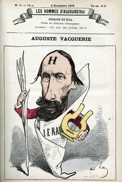 Auguste Vacquerie (1819-1895), Fransız şair, oyun yazarı ve gazeteci portresi. Gill, Paris tarafından karikatür. by Andre Gill