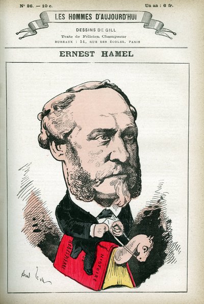 Ernest Hamel (1826-1898), Fransız hukukçu ve politikacı portresi. Gill