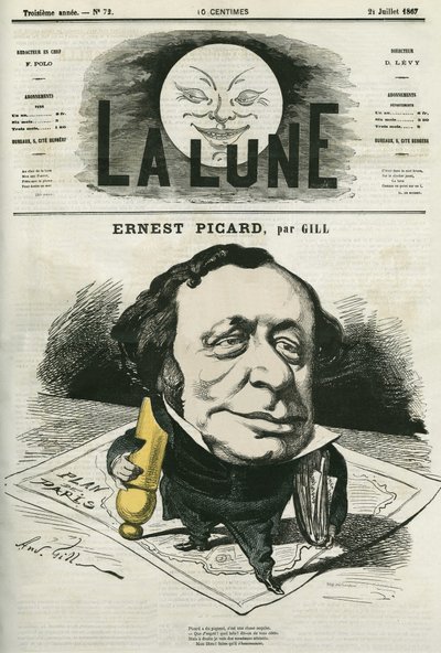 Fransız gazeteci ve avukat Ernest Picard'ın (1821-1877) portresi. Gill'in karikatürü, 21 Temmuz "La Lune"da by Andre Gill