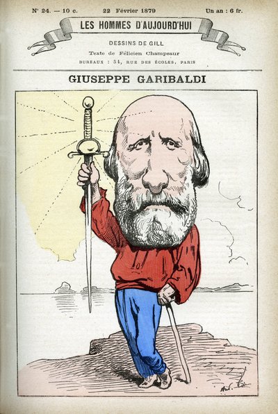Giuseppe Garibaldi (1807-1882), İtalyan politikacı portresi. Gill