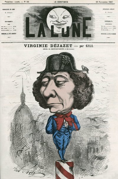 Virginie Dejazet (1798-1875), Bonaparte rolündeki Fransız aktris portresi. Gill