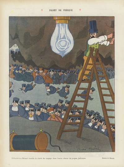 Fresk projesi. Le Rire için illüstrasyon (renkli lito) by Andre Helle