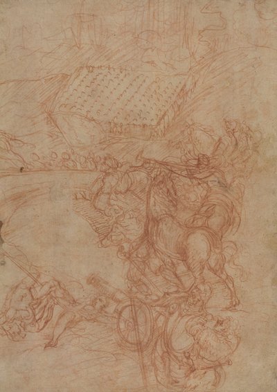 Spoleto Savaşı, c.1575 (kağıt üzerine kırmızı tebeşir) by Andrea (1539-1614) Vicentino