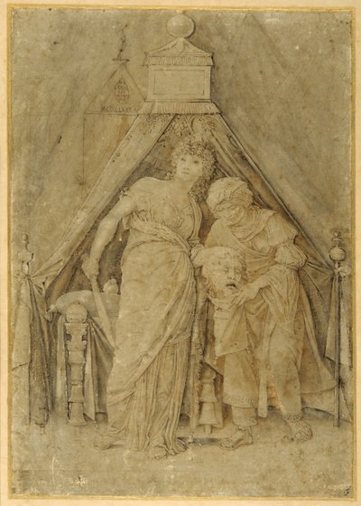 Judith, Holofernes kafalı, Mantegna'dan sonra (kalem ve kahverengi mürekkepli kahverengi mürekkep) by Andrea (follower of) Mantegna