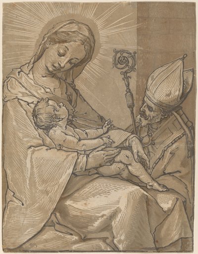 Madonna ve Piskoposlu Çocuk, 1591. by Andrea Andreani