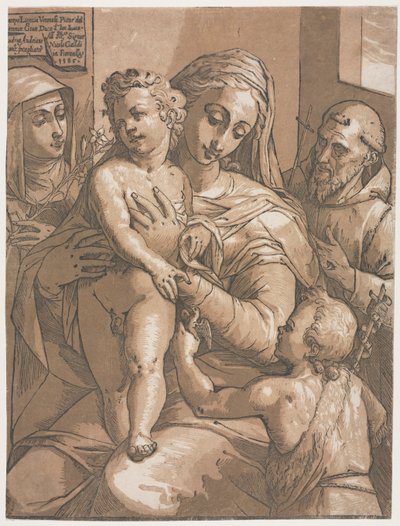 Aziz John, Sienalı Aziz Catherine ve Aziz Francis ile Bakire ve Çocuk by Andrea Andreani