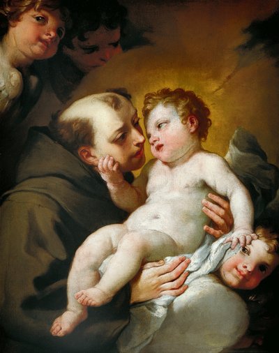 St Anthony of Padua ve Bebek İsa, Andrea Lanzani (1641-1712), tuval üzerine yağlıboya, 92x78 cm by Andrea Lanzani