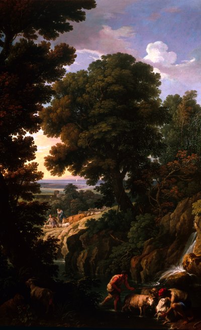 Çobanlarla Bir Manzara, c.1730 (tuval üzerine yağlı boya) by Andrea Locatelli