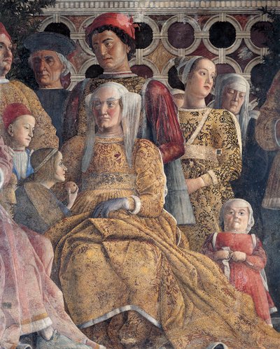 Brandenburglu Barbara kızı Paula ve Rodolfo Gonzaga ile birlikte, Avlu Duvarından detay, Andrea Mantegna (1431-1506), fresk, San Giorgio Kalesi, Düğün Odası veya Camera Picta, Mantua by Andrea Mantegna