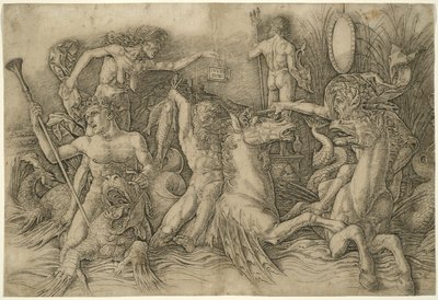 Deniz Tanrıları Savaşı, Bir Frizin Sol Yarısı by Andrea Mantegna