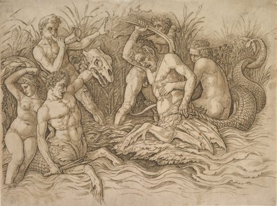 Deniz Tanrıları Savaşı sağ yarısı, ca. 1485-88. by Andrea Mantegna