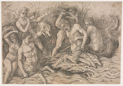 Deniz Tanrıları Savaşı - sağ kısım, c. 1485-88. by Andrea Mantegna
