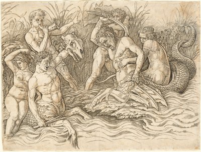 Deniz Tanrıları Savaşı [sağ yarı] by Andrea Mantegna