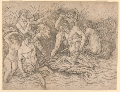 Deniz Tanrıları Savaşı, sağ yarı by Andrea Mantegna