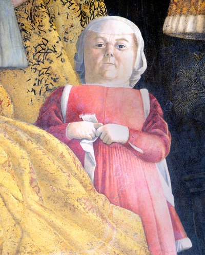 Mahkemenin cücesi, Avlu Duvarından detay by Andrea Mantegna