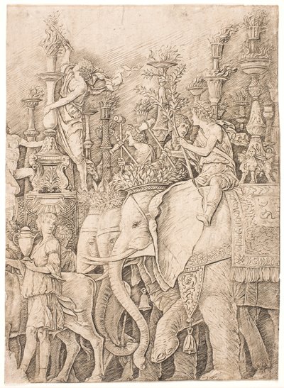 Meşale taşıyan filler by Andrea Mantegna
