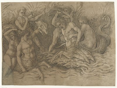 Sırtlarında nereidler olan tritonlar arasında savaş Deniz Tanrıları Savaşı by Andrea Mantegna