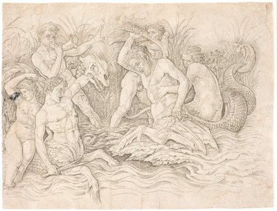 Deniz Tanrıları Savaşı, sağ yarı by Andrea Mantegna