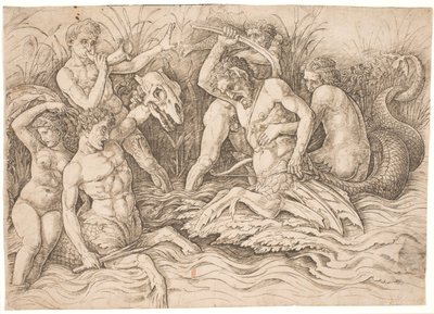 Deniz Tanrıları Savaşı, sağ yarı by Andrea Mantegna