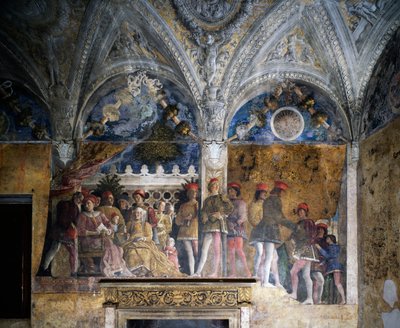 Ludovico Gonzaga, Marsilio Andreasi, Brandenburglu Barbara, kızı Paula ve Rodolfo Gonzaga ile birlikte by Andrea Mantegna