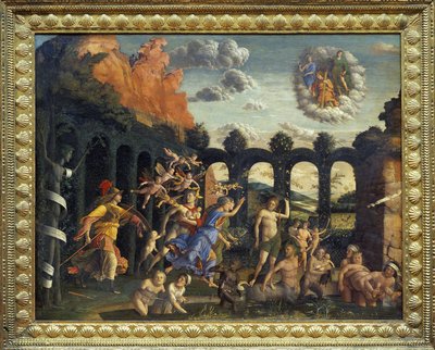 Erdem bahçesinin kötü alışkanlıklarını kovalayan Minerve - Andrea Mantegna, yaklaşık 1497, Louvre Müzesi, Paris. by Andrea Mantegna