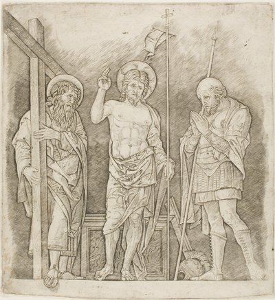 Aziz Andrew ve Longinus Arasında Yükselen Mesih by Andrea Mantegna