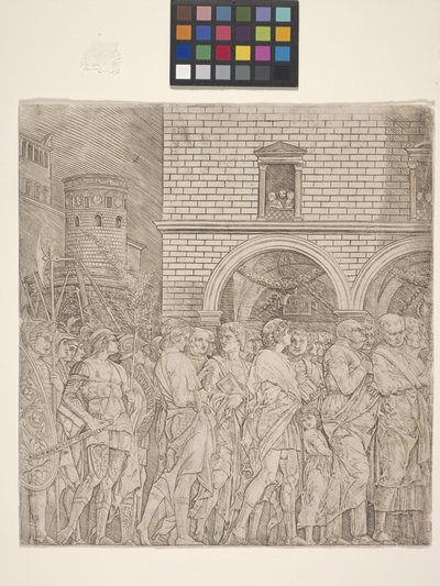 Senatörler - Jül Sezar'ın Zaferi (krem serilmiş kağıt üzerine gravür) by Andrea Mantegna