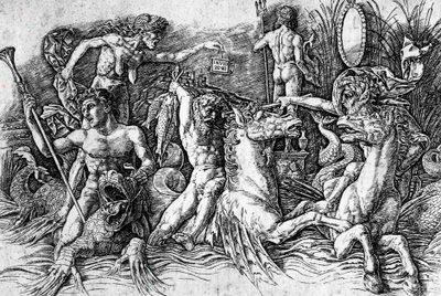 Deniz Tanrılarının Savaşı, Andrea Mantegna (1431-1506), gravür. Detay. by Andrea Mantegna