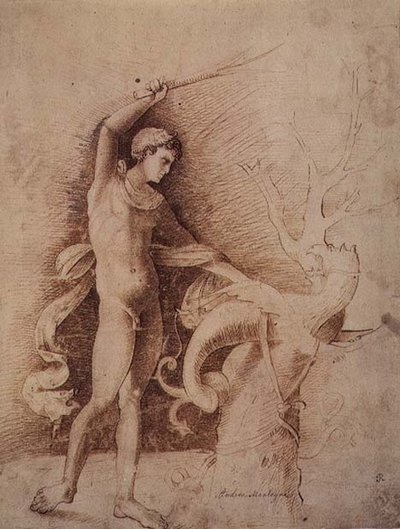 ಯಂಗ್ ಮ್ಯಾನ್ ಫೈಟಿಂಗ್ ಎ ಡ್ರಾಗೊಂಟರ್ಕ್ by Andrea Mantegna